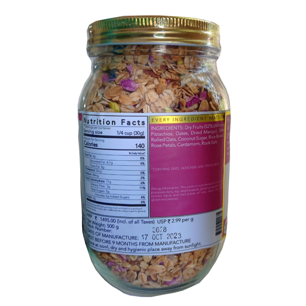 Pistachio, Rose & Cardamom Pink City Granola