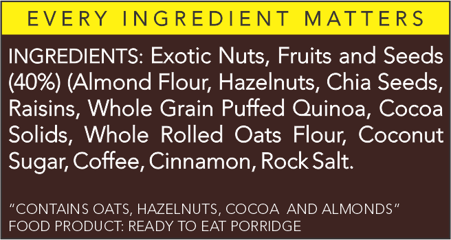 Chocolate & Hazelnut Almond flour Superfood Porridge Instant Breakfast Mix