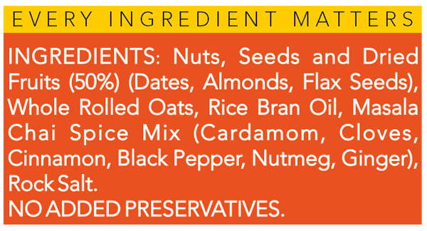 Masala Chai Latte Fruit and Nut Breakfast Granola Bar