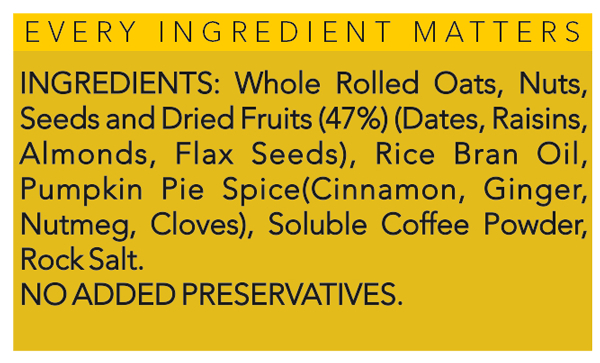 Pumpkin Spice Latte Fruit and Nut Breakfast Granola Bar